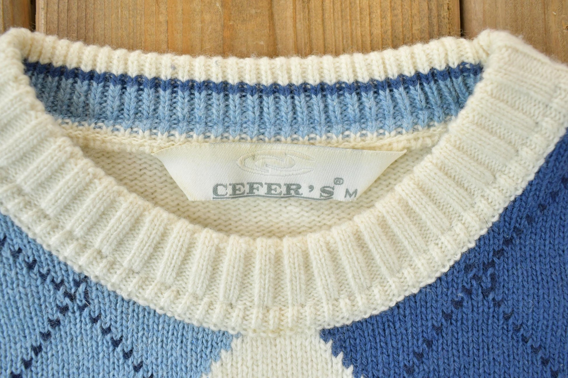 Vintage 1990s Cefers Argyle Knit Crewneck Sweater