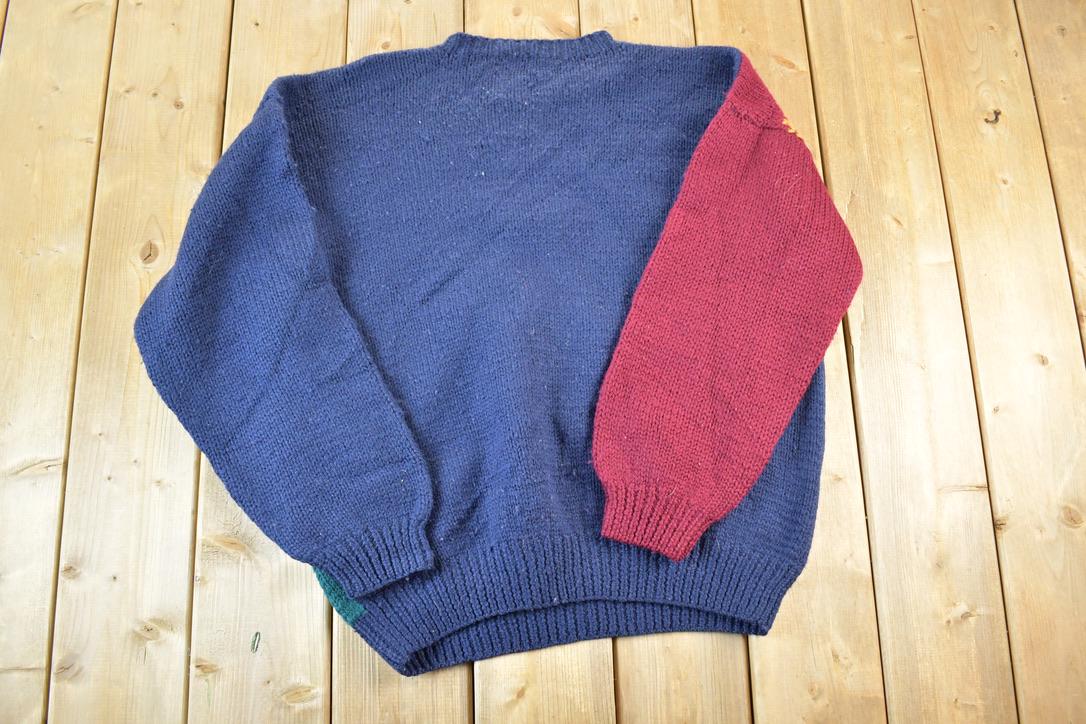 Vintage 1990s Embassy Row 100% Hand Knit Wool Sweater Mens XL