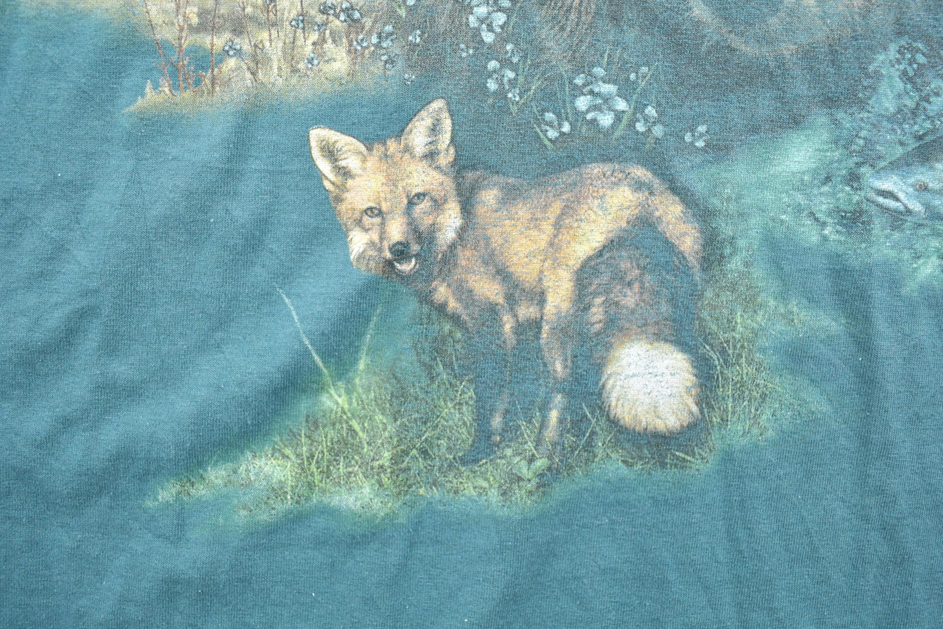 Vintage 1990s Algonquin Fox And Bear Theme Graphic T-Shirt
