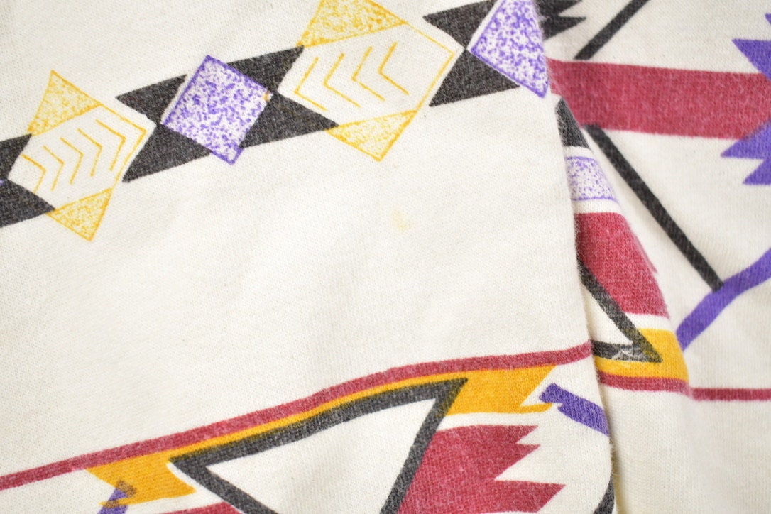 Vintage 1990s Aztec Pattern Quarter Button Up Sweatshirt
