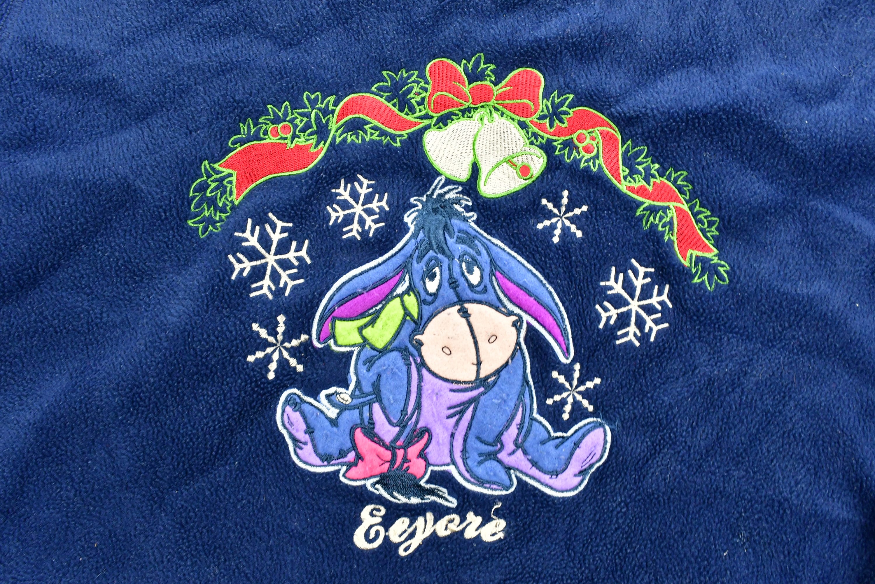 Vintage 1990's Eeyore Embroidered Christmas Sweater , 90s Holiday Crewneck , Winnie The Pooh , Vintage Disney ,Festive Graphic Print