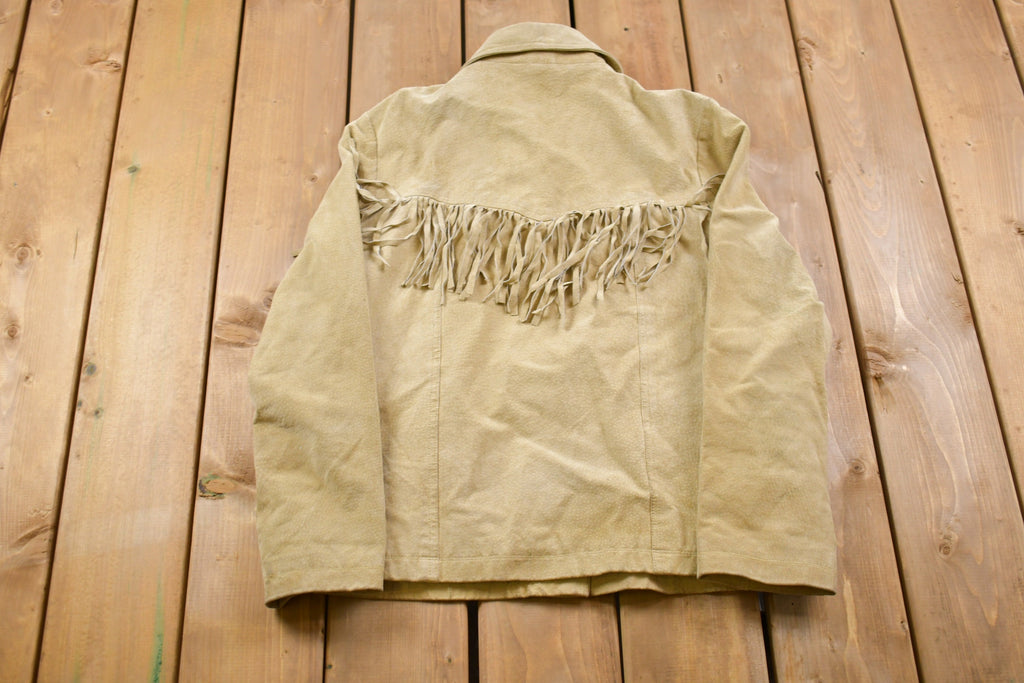 Vintage 1980s Suede Leather Fringe Jacket