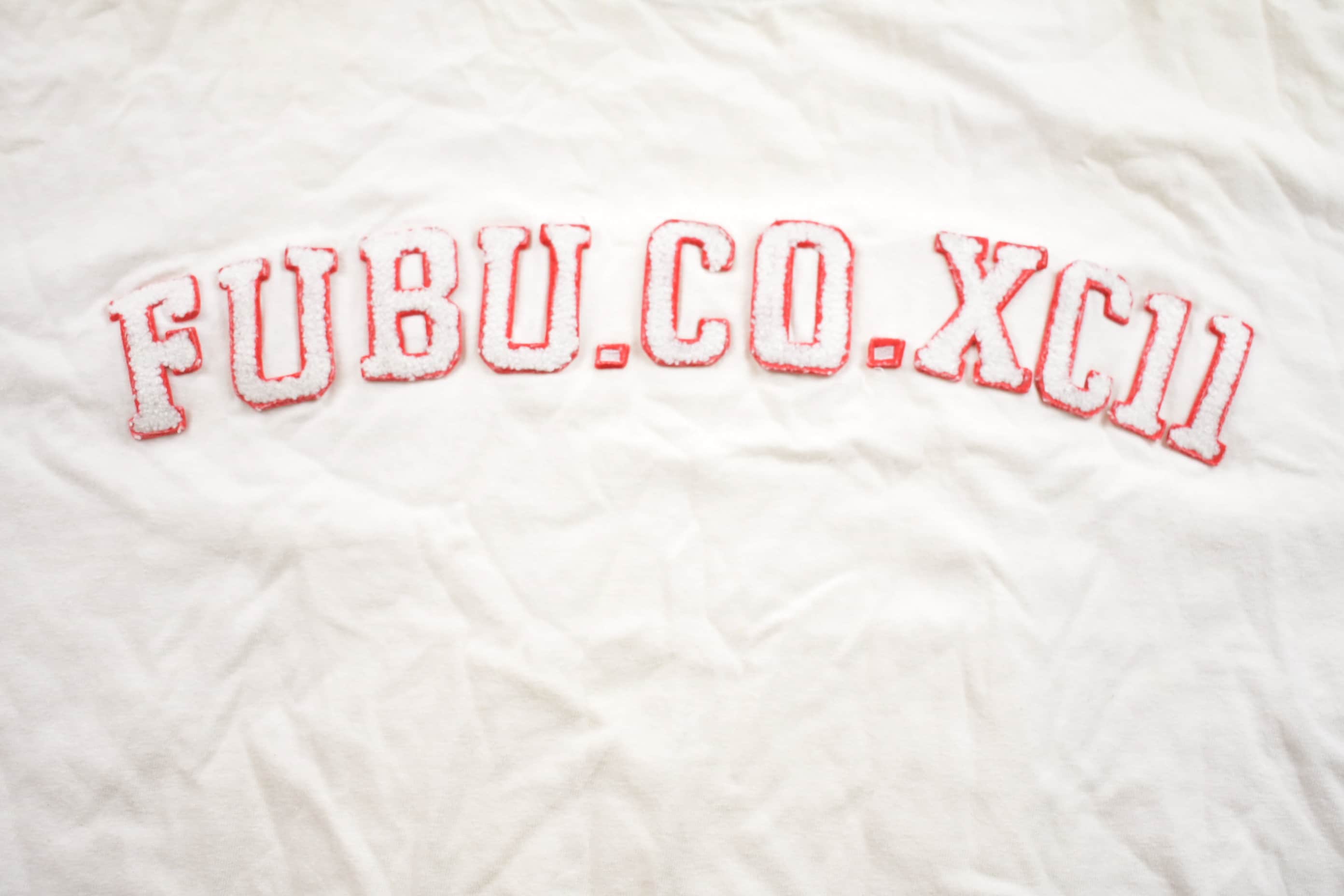 Vintage 1990s FUBU.CO.XC11 Fuzzy Embroidered Lettering T-Shirt
