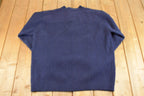 Vintage 1990s LL Bean Knit Quarter Button Sweater Mens XL / 90's Abstract Pattern 3D Knitted Outdoorsman Sweatshirt
