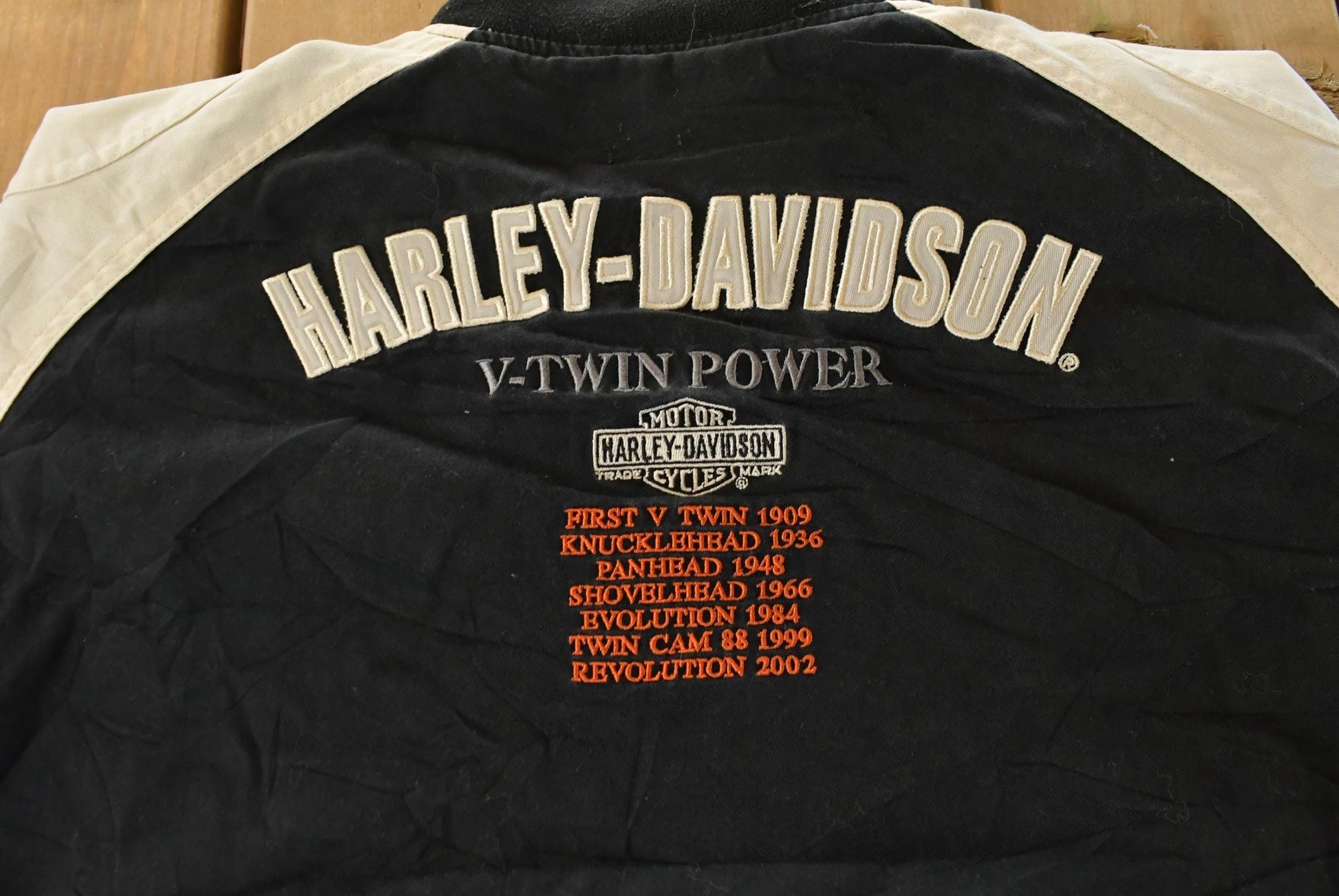 Vintage 1990s Harley Davidson Embroidered Motorcycle Bomber Jacket Men's Short Medium