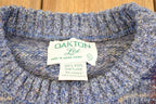 Vintage 1990s Oakton Ltd Wool Knit Crewneck Sweater Mens M / 90's Abstract Pattern 3D Shetland Wool Sweatshirt