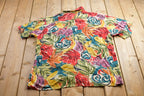 Vintage 1990s Islander Colourful Abstract Short Sleeve Button Up Vacation Shirt
