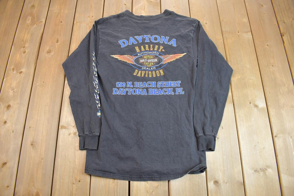Vintage 2000 Daytona Beach Bike Week Harley Davidson Motorcycles Long Sleeve Graphic T-Shirt Made In USA