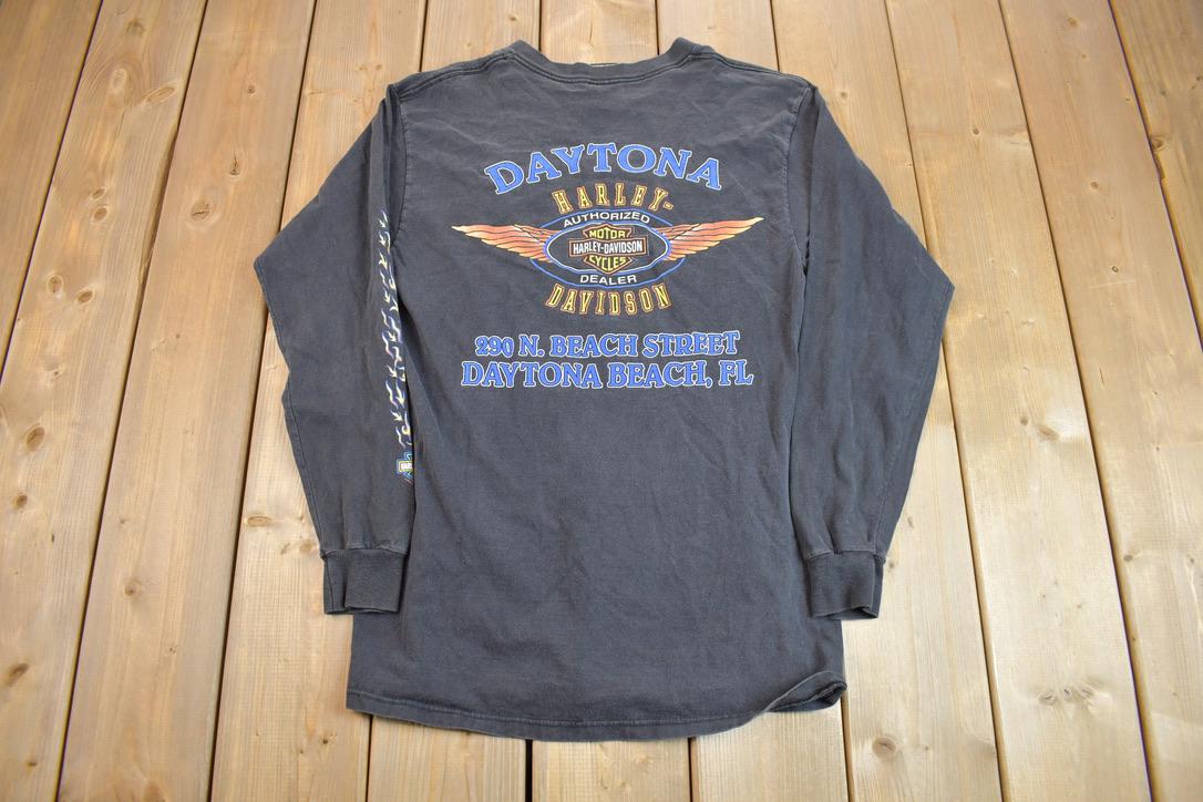 Vintage 2000 Daytona Beach Bike Week Harley Davidson Motorcycles Long Sleeve Graphic T-Shirt Made In USA