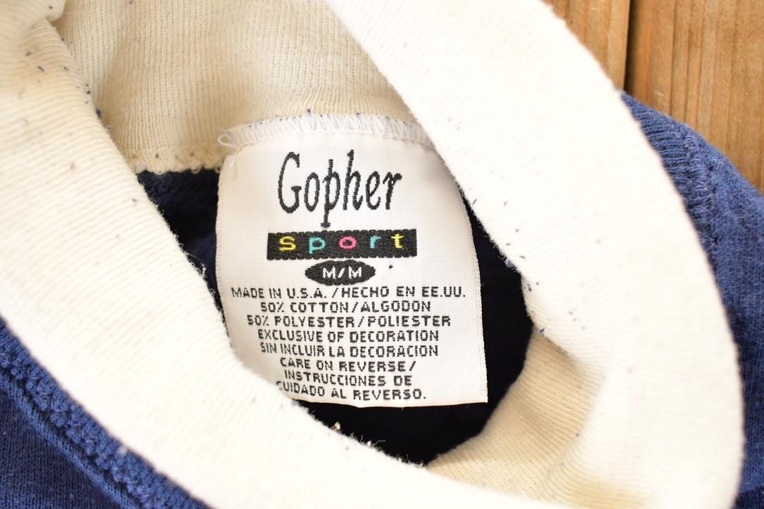 Vintage 1990s Gopher Sport Autumn Leaves Cute Collared Crewneck Sweatshirt Men's L