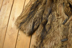 Vintage 1970s Brown Racoon Fur Plaid Lined Coat Men's Large