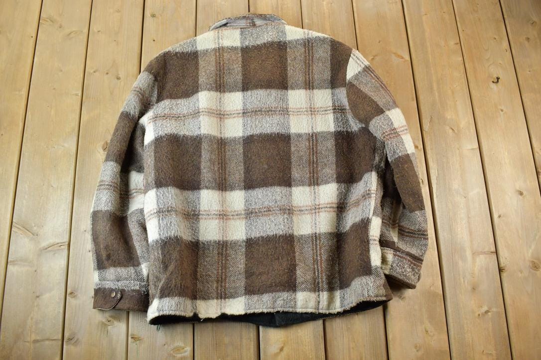 Vintage 1970s C & L Sportswear Light Brown Plaid Jacket