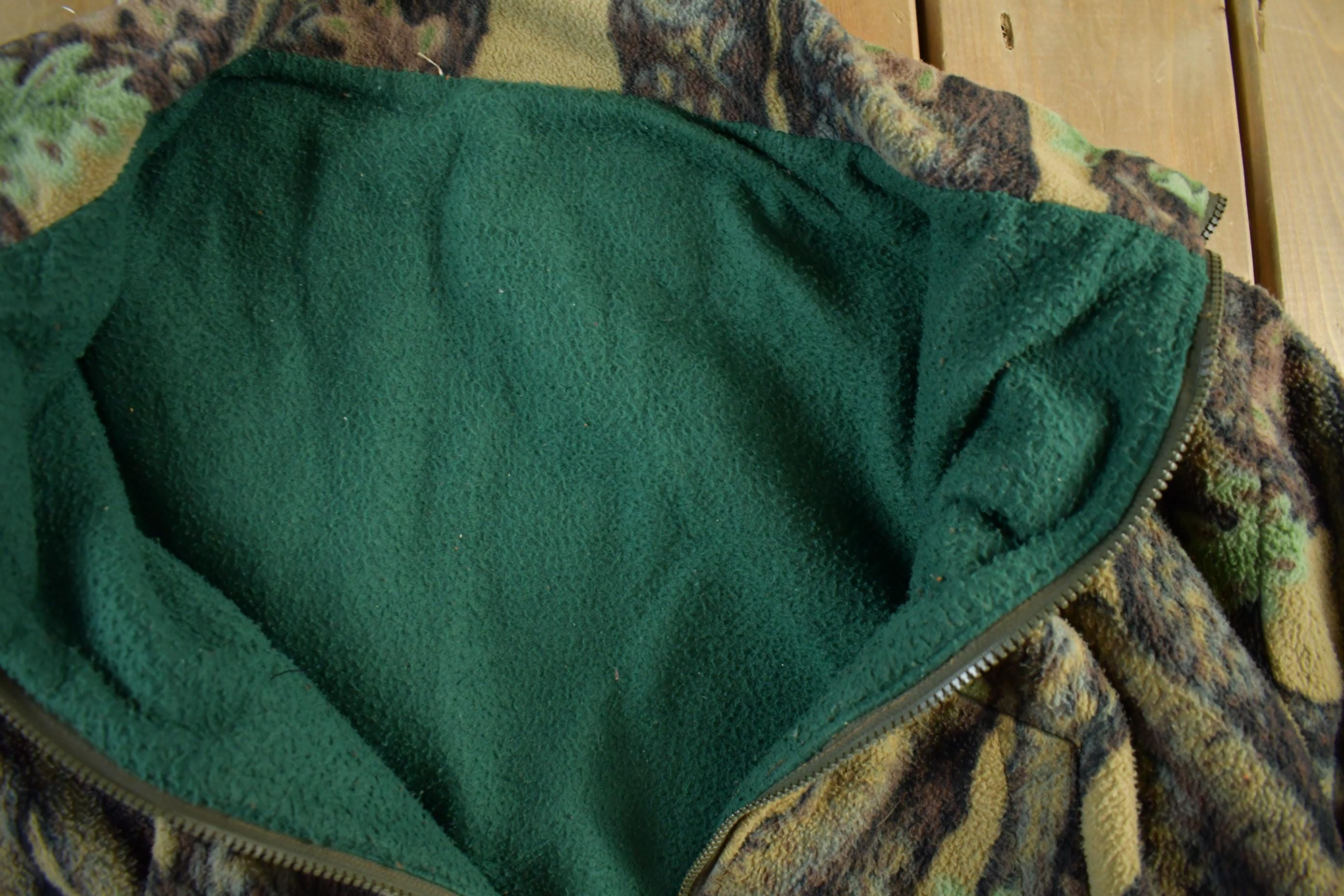 Vintage 1990s Tree Camo Zip Up Fleece Sweater Jacket Men's XL  Outdoors Hunting Gear  Outdoorsman  Cozy Sweatshirt