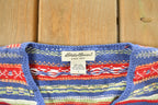 Vintage 1990s Eddie Bauer Rainbow Button Up Knit Cardigan Sweater Women's M
