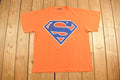 Vintage 1990s Rare Orange Superman Graphic T Shirt
