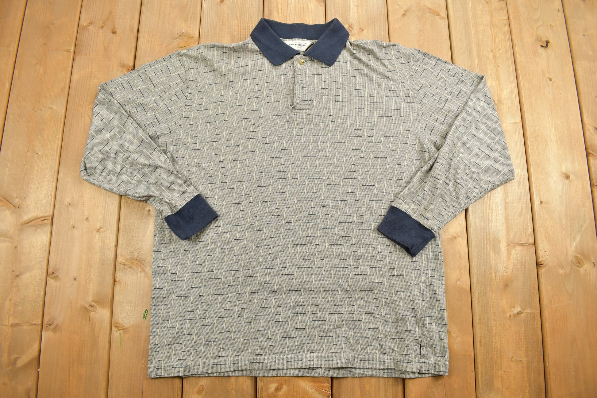 Vintage 1990s Knightsbridge Quarter Button Up Shirt / 1990's Button Up / Vintage Sweater / Casual Wear / Golf Shirt / Pattern Button Up