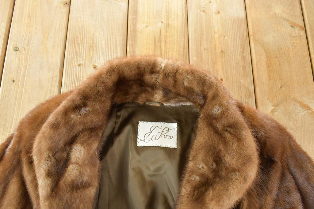 Vintage 1970s Full Length Chestnut Mink Fur Coat Made In USA