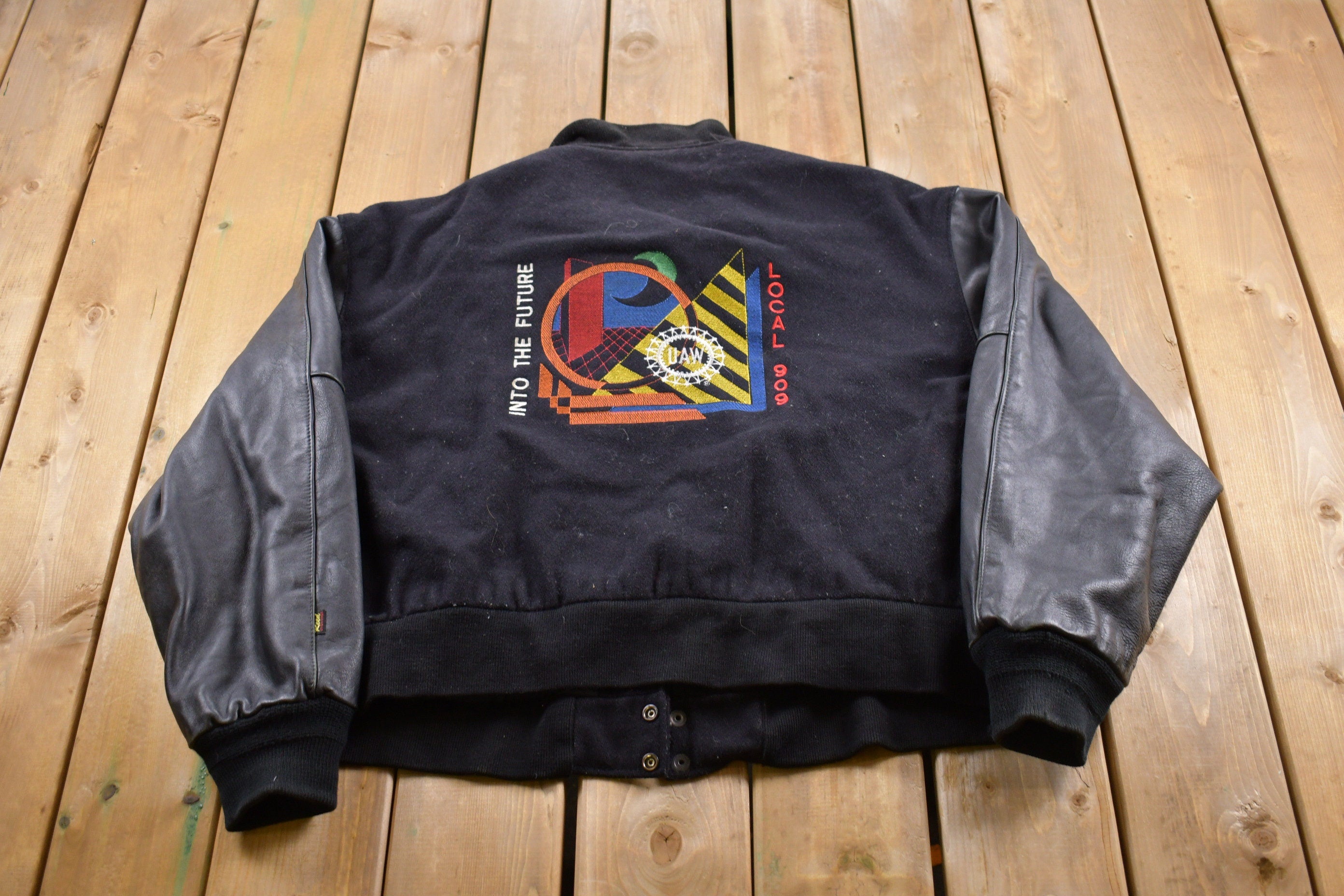 Vintage 1990s Reed Leather Wool Varsity Jacket