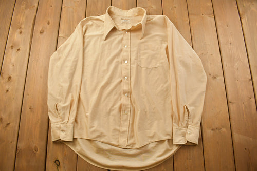 Vintage 1990s Fashion Knits Blank Nylon Button Up Shirt / 1990s Button Up / Vintage Flannel / Basic Button Up