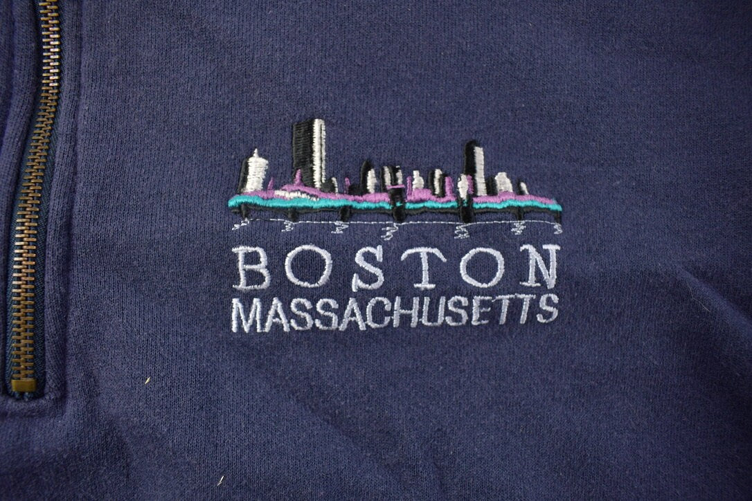 Vintage 1990s Boston Skyline Quarter Zip Sweatshirt