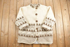 Vintage 1980s Wool Knit Button Up Sweater