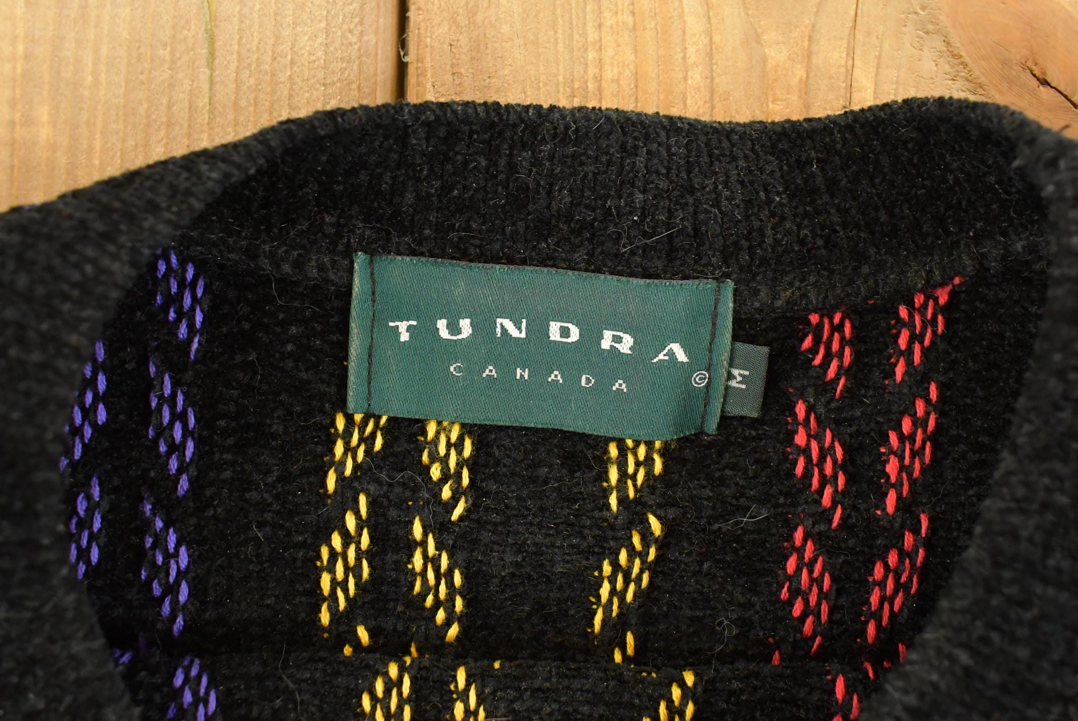 Vintage 1990s Tundra Canada Knit Abstract Pattern Crewneck Sweater Mens Large