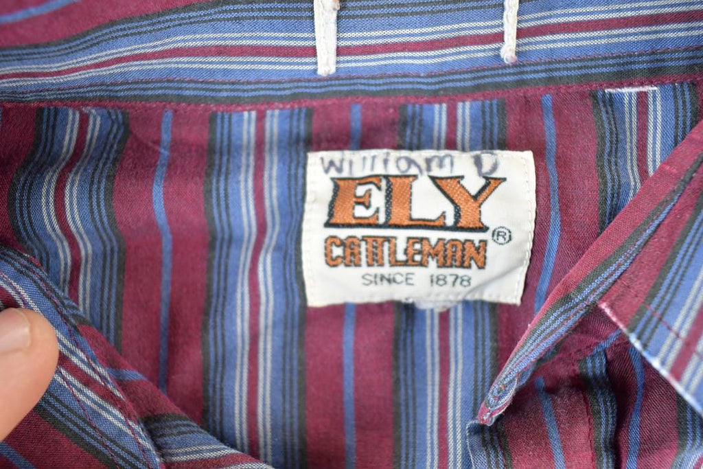 Vintage 1980s Ely Cattleman Western Style Button Up Shirt Mens XL
