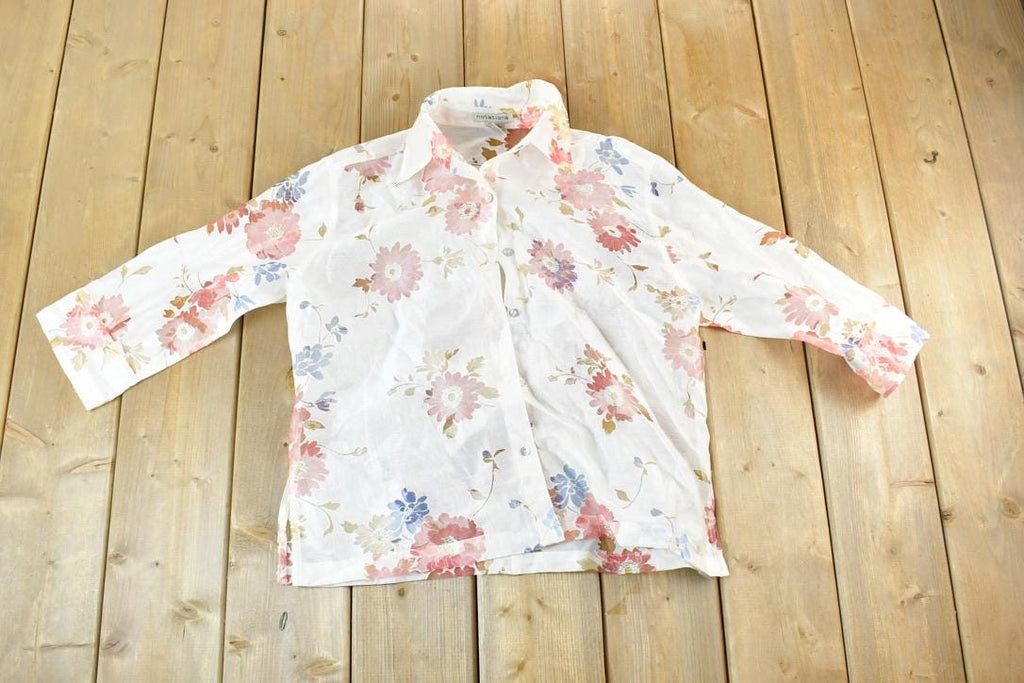 Vintage 1990s Notations See Through Floral Button Up Shirt