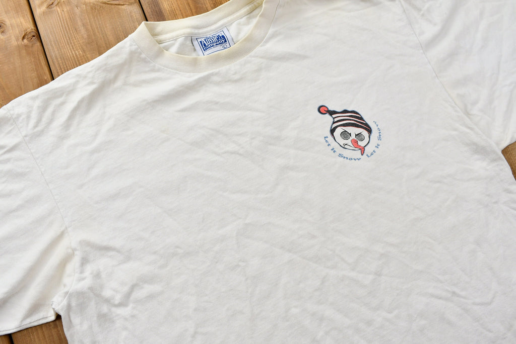 Vintage 1990s Distressed Crazy Frosty The Snowman Snowboarding T-Shirt