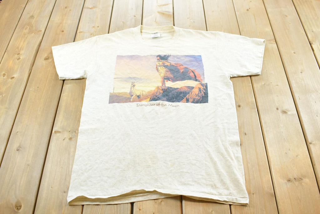 Vintage 1990s Daughter of the Moon First Nations Indigenous Native American Nature Graphic T-Shirt Mens L / Single Stitch / Outdoors