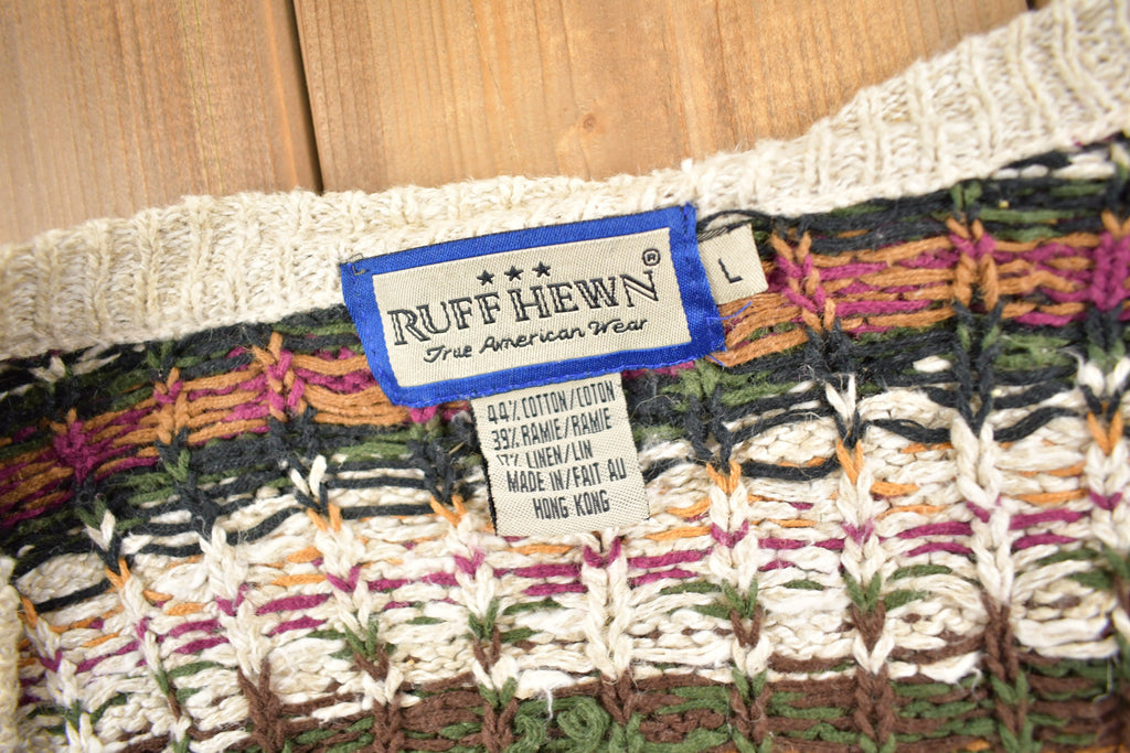 Vintage 1990s Ruff Hewn Striped Knit Cardigan Sweater