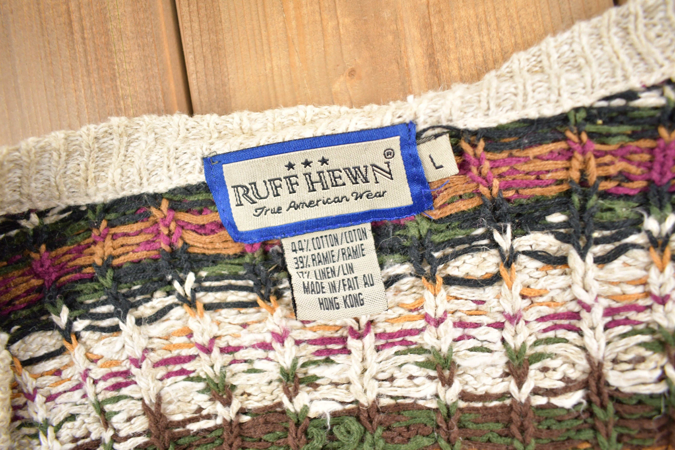 Vintage 1990s Ruff Hewn Striped Knit Cardigan Sweater