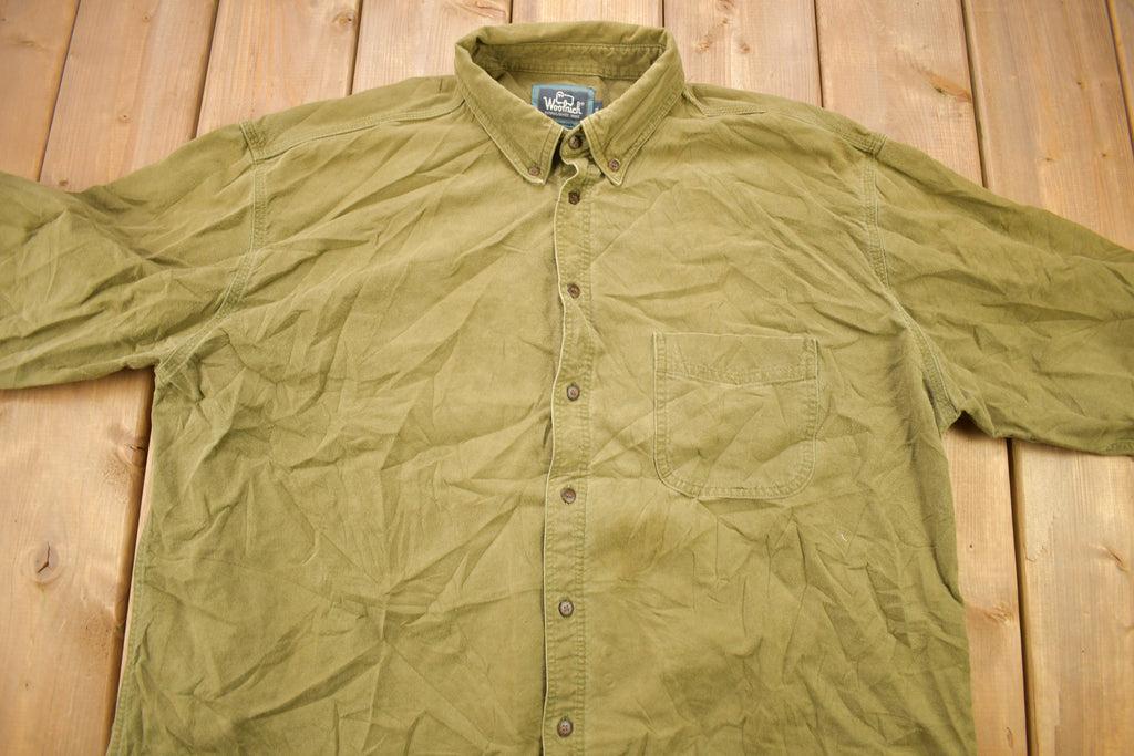 Vintage 1990s Olive Green Blank Woolrich Button Up Shirt