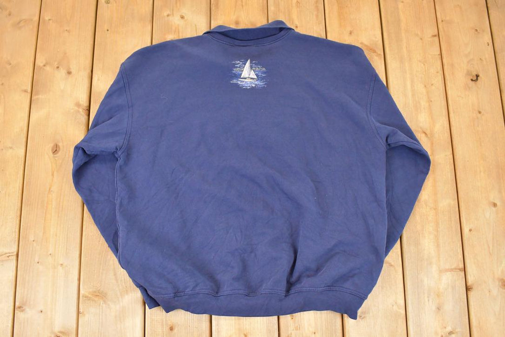 Vintage 1990s Northern Reflections Graphic Print Lighthouses Collared Sweatshirt Men's L