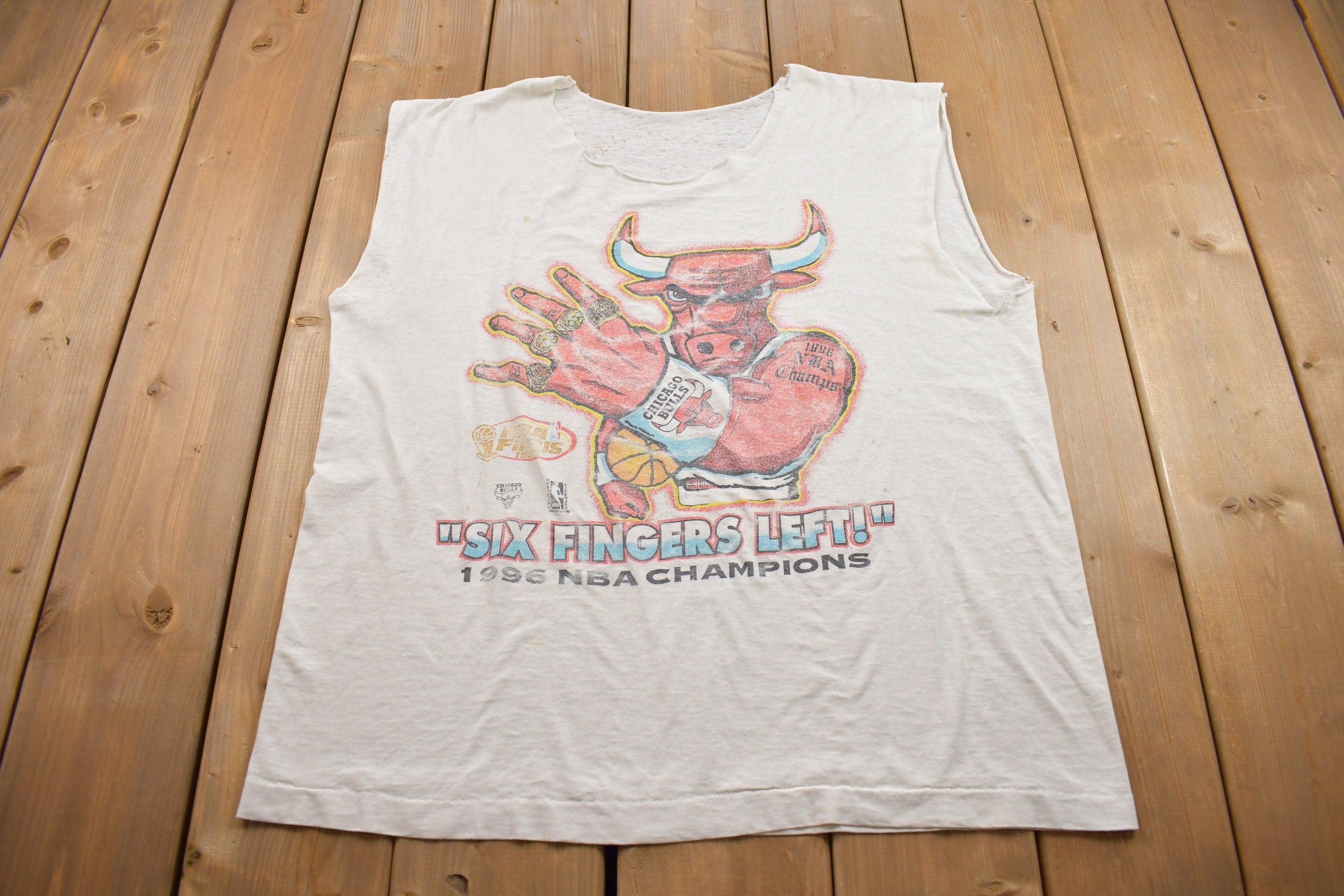 Vintage 1996 Chicago Bulls Champions Cut Off Sleeves Tank Top