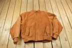 Vintage 1980s Boston Traders Suede Leather Bomber Jacket