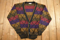 Vintage 1990s Striped Criss Cross Knitted Cardigan Sweater