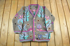 Vintage 1980s Tejidos Otavalo Wool Hand Knit Cardigan Sweater Adult L-XL