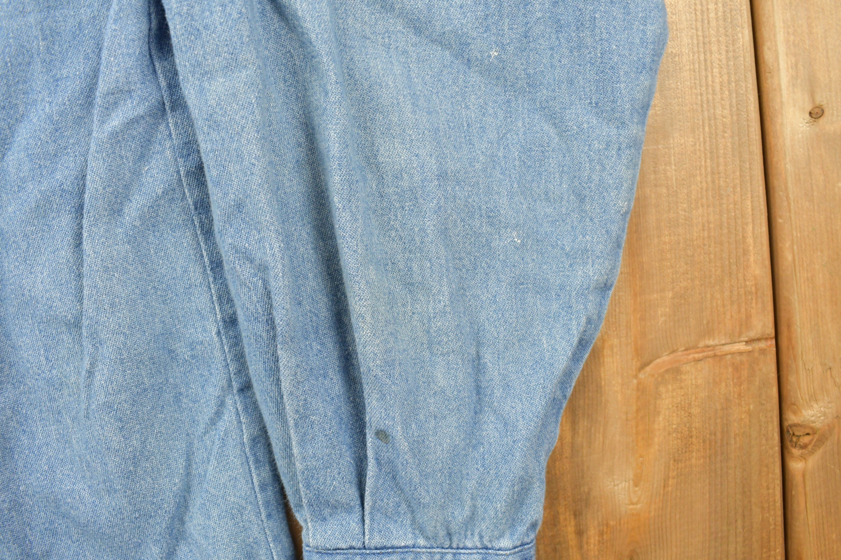 Vintage 1990s Noahs Ark Embroidered Button Up Denim Shirt