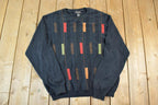 Vintage 1990s Tosani Canada Knit Crewneck Sweater  90s Crewneck  Abstract Pattern  Preppy Knits