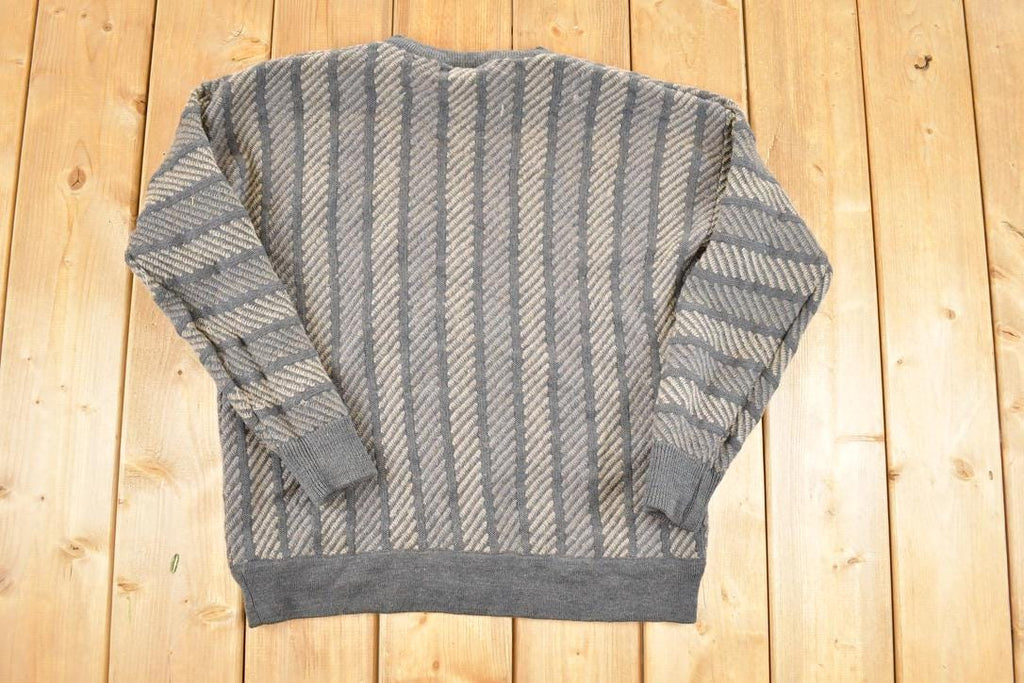 Vintage 1990s Bella Knit Striped Crewneck Sweater Mens M