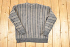 Vintage 1990s Bella Knit Striped Crewneck Sweater Mens M