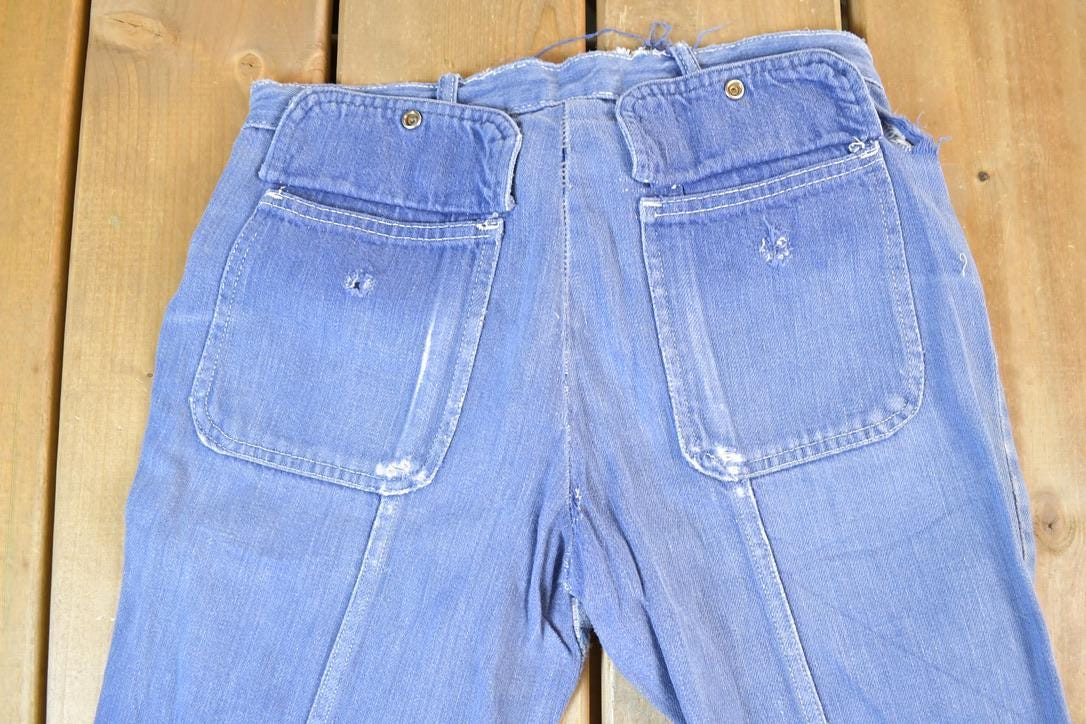 Vintage 1960s Bell Bottom Denim Festival Hippie Jeans Size 28 x 28 Made In USA