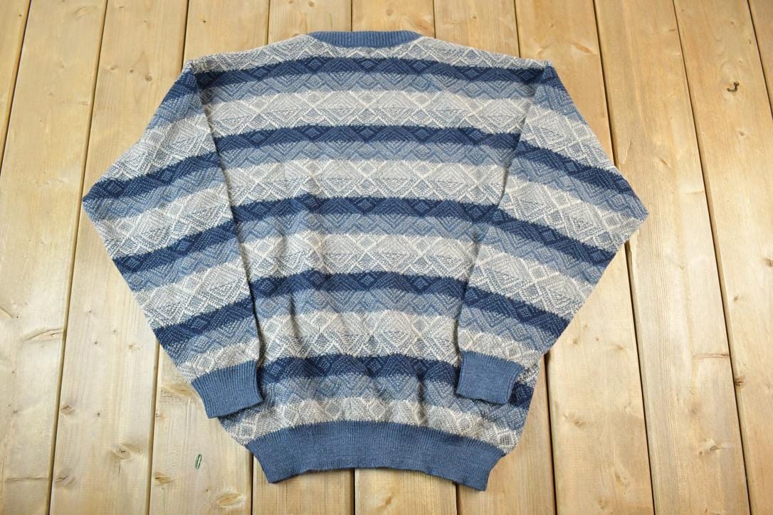 Vintage 1990s Robert Stock Knit Abstract Pattern Crewneck Sweater