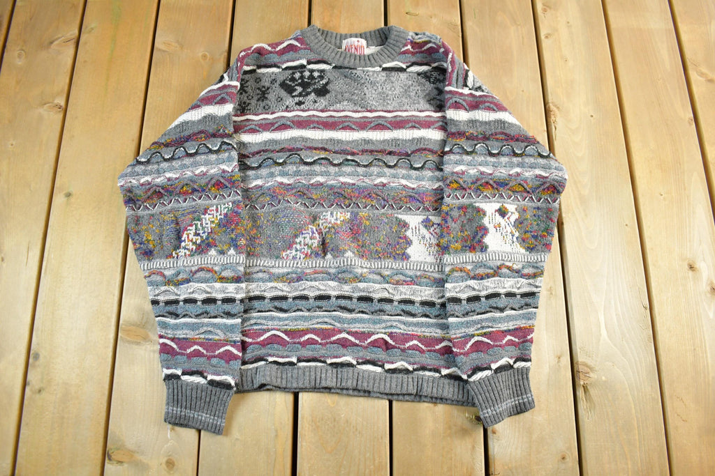 Vintage 1990s Avenue 3D Cable Knit Crewneck Sweater Men's S-M