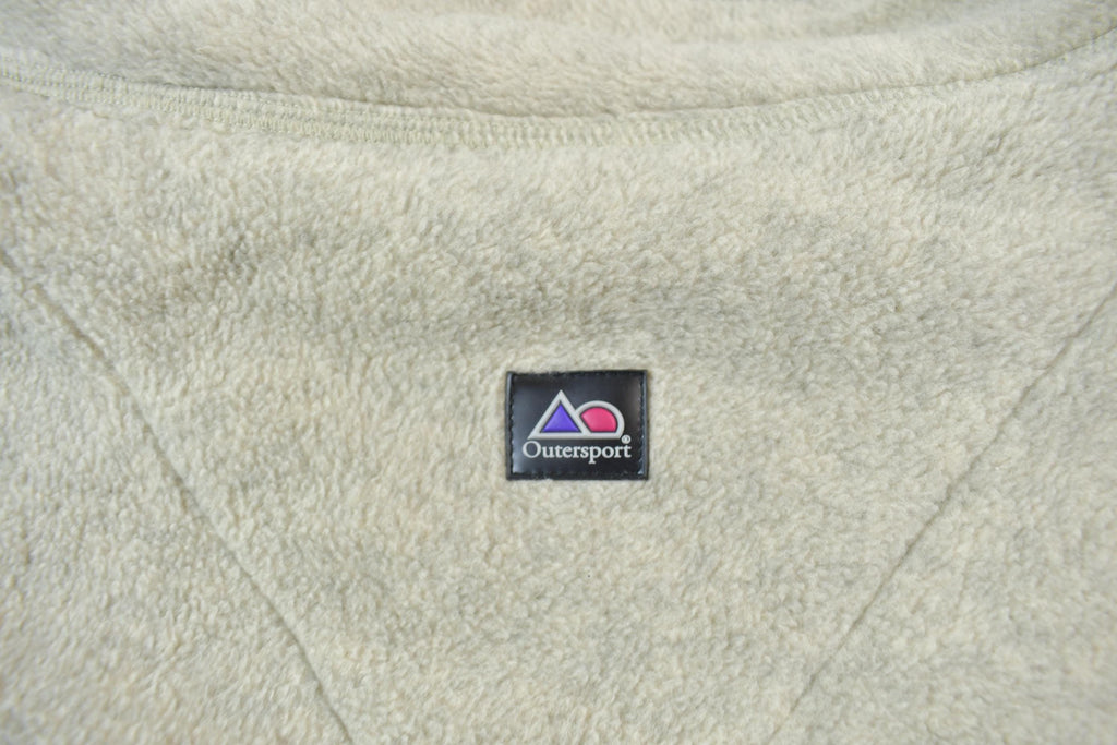 Vintage 1990s Outersport Zip Up Beige Fleece Sweater