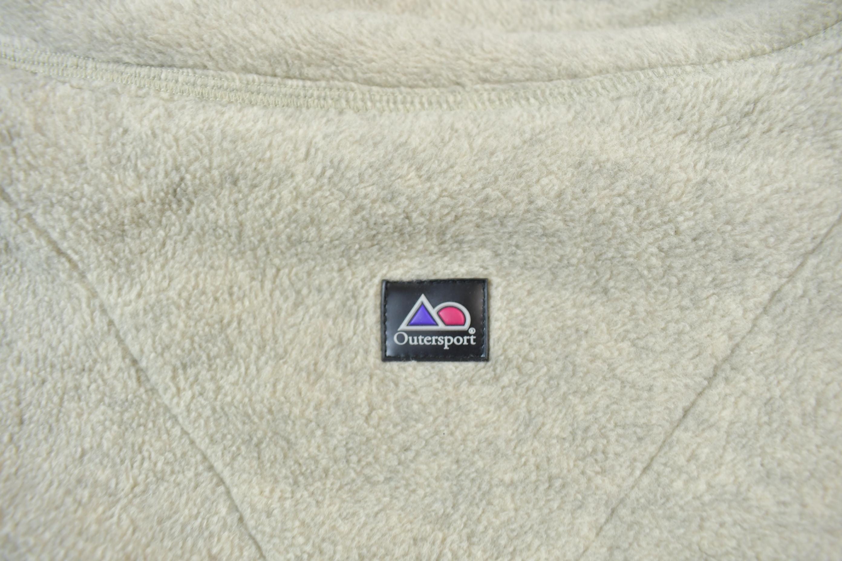 Vintage 1990s Outersport Zip Up Beige Fleece Sweater
