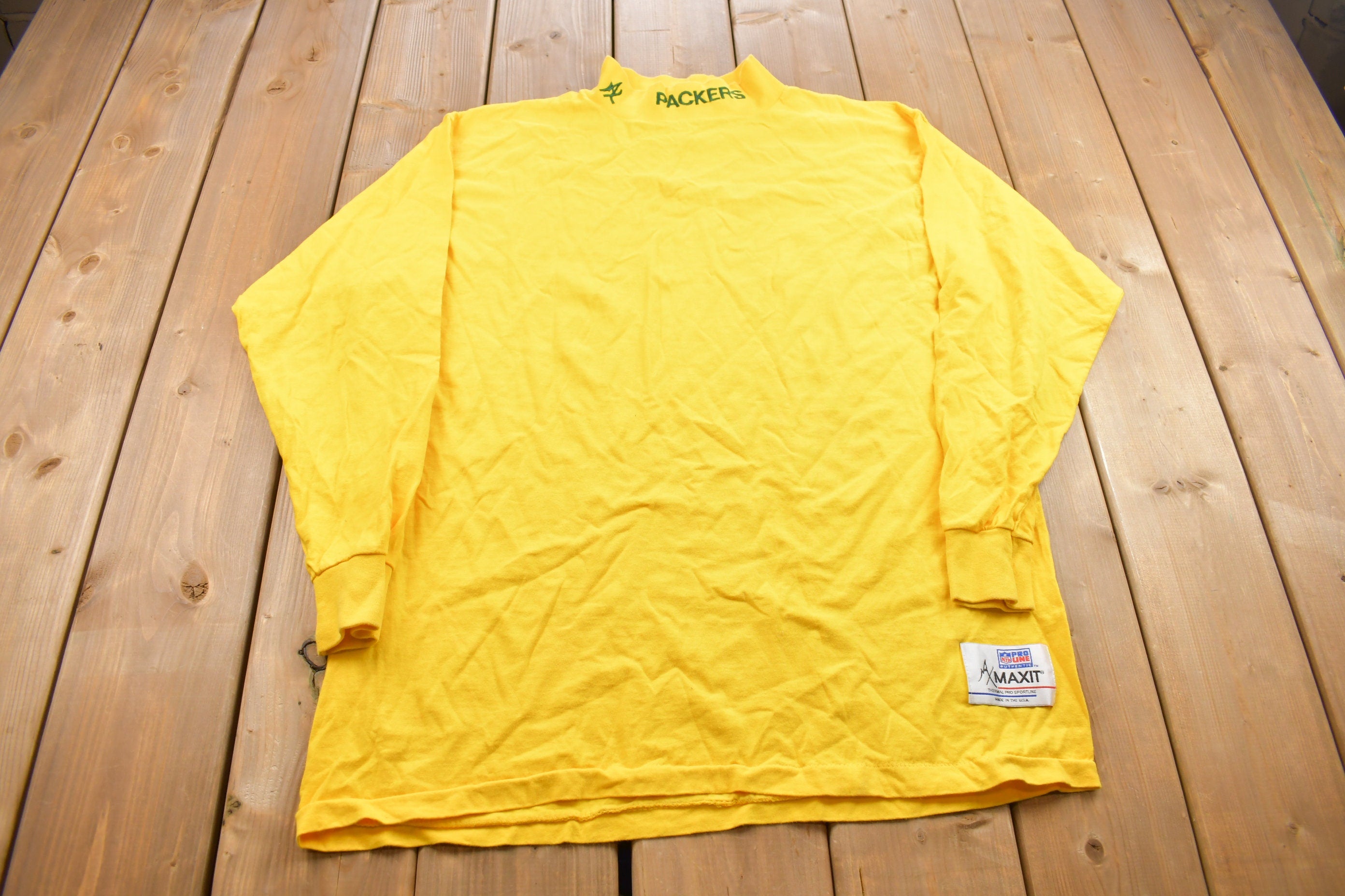 Vintage 1990s Green Bay Packers Turtleneck Maxit Shirt