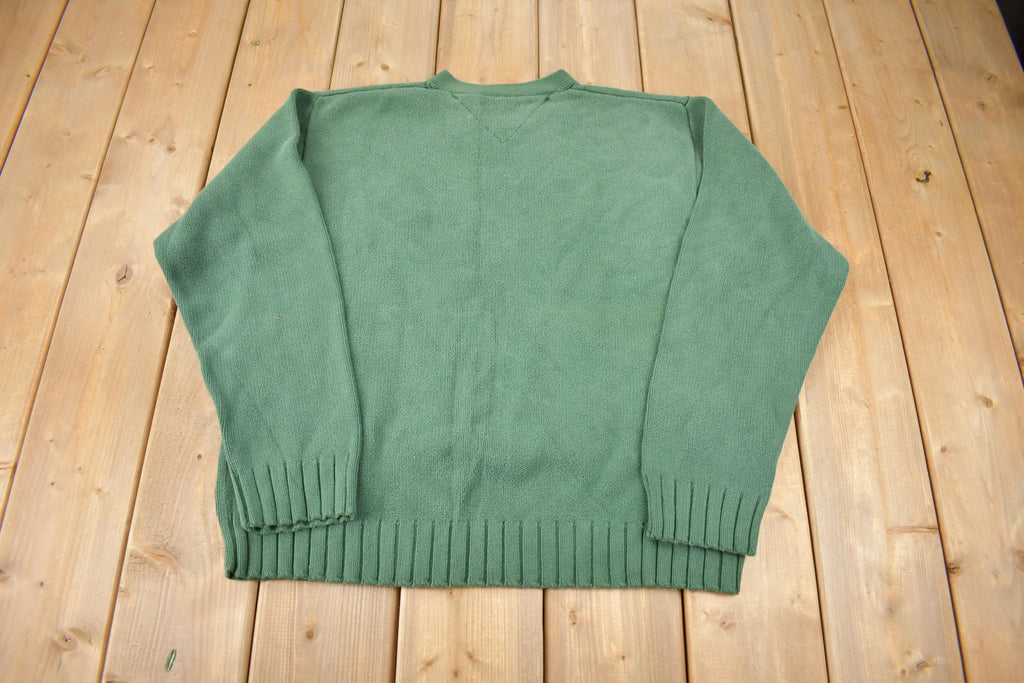 Vintage 1990s Tommy Hilfiger Embroidered Knit V-Neck Sweater