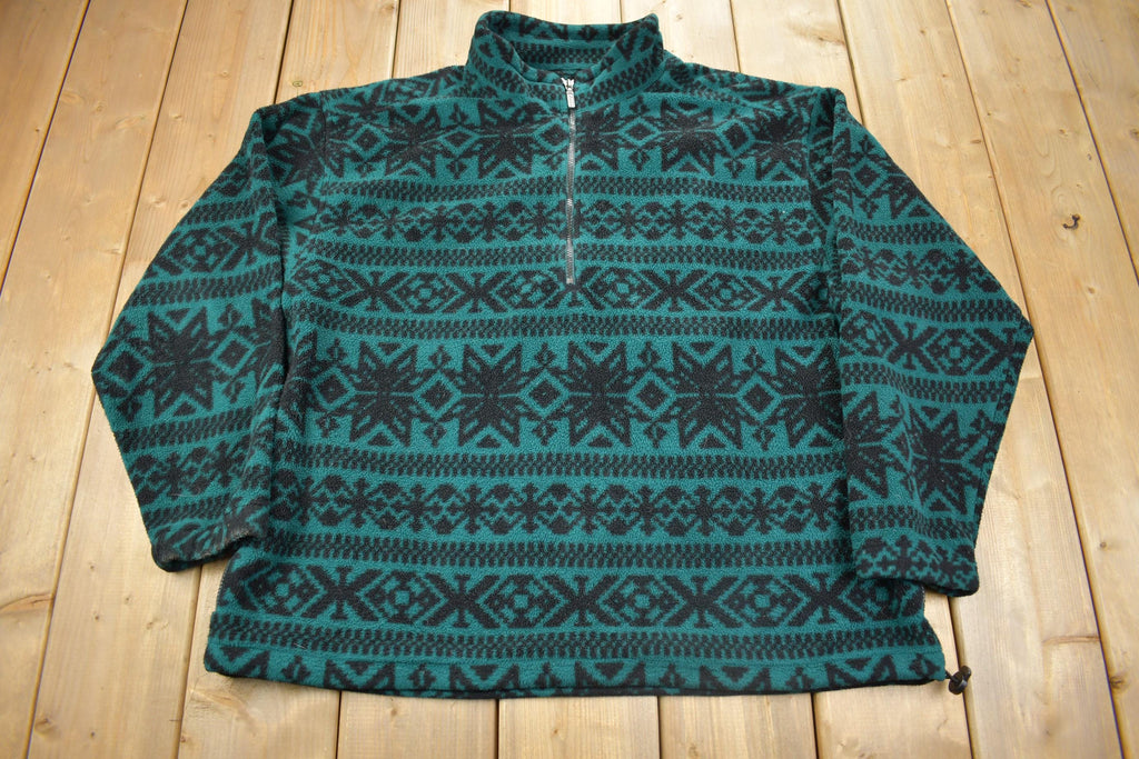 Vintage 1990s Eddie Bauer Quarter Zip Fleece Sweater